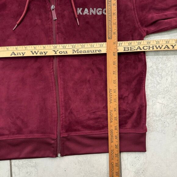 Kangol Women Velour Crystal Full Zip Hoody Size M Maroon - Picture 7 of 7